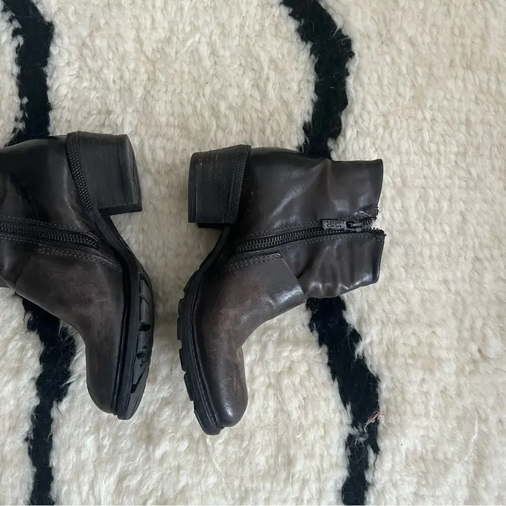 A.S. 98 Distressed Leather Moto Booties
